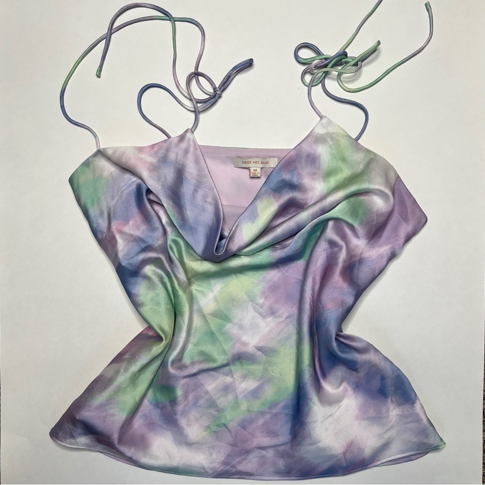 Skies Are Blue Water Color Satin Camisole